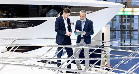 Business talk on yacht