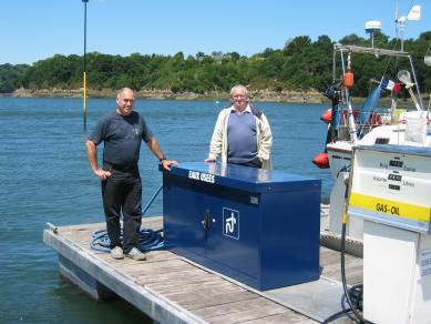 Mr. Jean Jacques Furet, the harbourmaster and right: Mr. Jean Le Merdy, deputy mayor of Treguier.